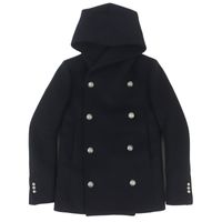 Excellent condition BALMAIN W5HT862D162 100% wool hooded pea coat