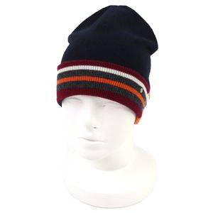 全新爱马仕 H Twist “Heaven Twist” 100% 羊绒针织帽，饰有 Serie 纽扣，海军蓝多色，L 码，意大利制造，正品，男士款