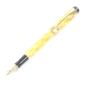 극미품 □ PARKER 파커 듀오 필드 실리톤 GT 데미 소형 펜촉 18K F 니브 체크 무늬 캡 식 만년필