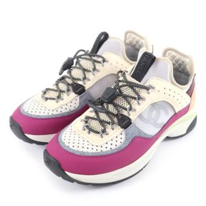 香奈儿 (CHANEL) 22B G39488 Coco Mark 标志皮革系带网眼运动鞋，多色，36 码，意大利制造，女款，成色极佳。