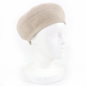 全新爱马仕 Saint Honore 100% 羊绒贝雷帽，银色五金配件，米色，57 码，附防尘袋，正品，意大利制造，女士款