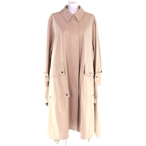 Unused BURBERRY 8052893 100% Cotton Leather Trench Coat with Zip-Up Logo and Hardware, Beige, Size 36, Authentic, Women's