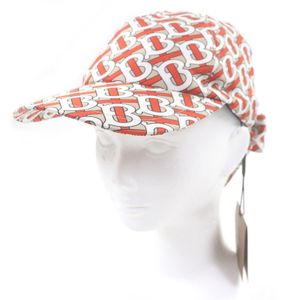 全新未使用 BURBERRY 100% 真丝 TB 标志印花后RIBON棒球帽，米色/橙色，尺码 54-57，意大利制造，正品，女款