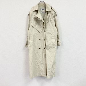 Used London Fog double-breasted trench coat in beige with polka dots, size 8