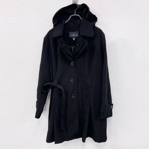 Used London Fog trench coat/hoodie in black, size XXL