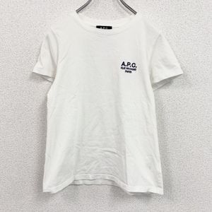 Used A.P.C. short-sleeved printed T-shirt, white, size small