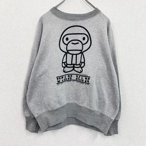 古着A Bathing Ape BABY MILO 卫衣，灰色，M 码