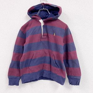 古着RALPH LAUREN POLO 条纹卫衣/连帽衫，红蓝配色，小号