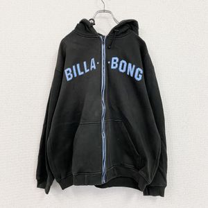 古着Billabong 黑色全拉链卫衣/连帽衫，M 码