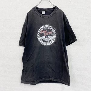 黑色古着哈雷戴维森短袖印花T恤