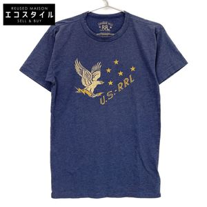 Double RL 782857066001 海军蓝棉混纺印花短袖镂空衬衫，XS 码 [二手]