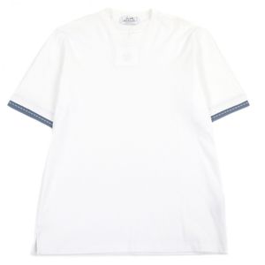 극미품 □ HERMES 헤르메스 코튼 100 % 안장 스티치 쇼트 슬리브 반소매 T 셔츠 컷 소브론 BRON/브론 S 이탈리아제 남성