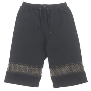 미사용품 □ FENDI 펜디 2021년제 FAB564 FF 로고 주카 무늬 일부 메쉬 스웨트 쇼트 팬츠 블랙 44