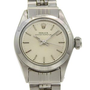 Pre-owned ROLEX Oyster Perpetual watch, caliber 1161 6623, stainless steel, silver, automatic, analog display, silver dial, Oyster Perpetual, women's.
