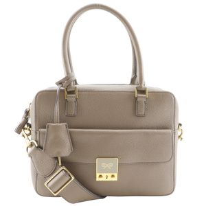 Anya Hindmarch Car Carr 2-Way Shoulder Bag, Brown Leather, A5 Size, Double Zipper, Women's [Pre-owned]