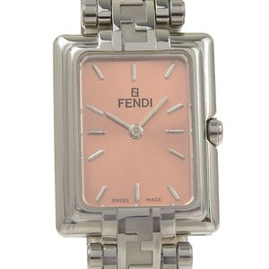 Pre-owned FENDI Olologi women's watch, 710L stainless steel, quartz movement, analog display, orange dial.