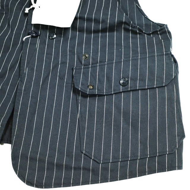 Engineered Garments エンジニアードガーメンツ アメリカ製 UPLAND VEST - H.B Gangster St. アップランドベスト ヘリンボーンストライプ M Dk.Navy ジレ ハンティング トップス【新古品】【中古】【Engineered Garments】 Engineered Garments エンジニアードガーメンツ アメリカ製 UPLAND