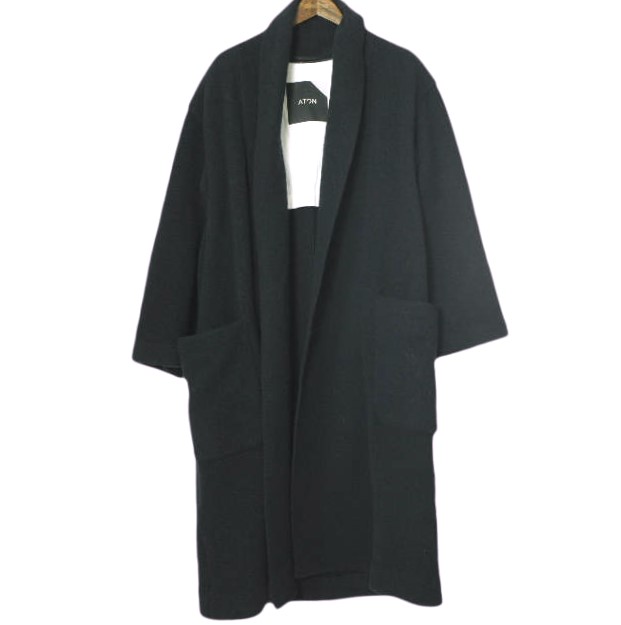 ATON エイトン 日本製 WOOL FLEECE ROBE COAT ウールフリースローブコート SCAGKW0909 02(M) NAVY ガウン アウター【中古】【ATON】 ATON WOOL FLEECE ROBE COAT (SCAGKW0909, 02(M), NAVY) - Made in