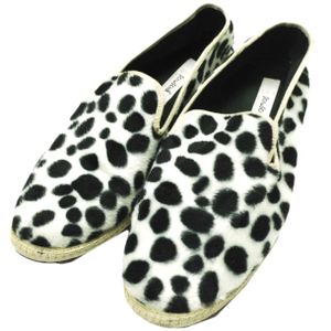 二手意大利 Sciuscia TRAGARA DALMATIAN 达尔马提亚犬图案功夫鞋，40 码（25 厘米），白色/黑色丝绒。