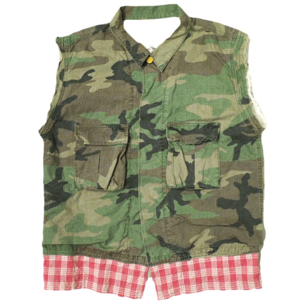 Porter Classic ポータークラシック 日本製 Custom Camouflage Vest コットンリップストップ カスタムカモフラージュベスト L CAMO ジレ パラカチェック war is not healthy トップス【中古】【Porter Classic】 Porter Classic ポータークラシック 日本製 Custom Camouflage Vest
