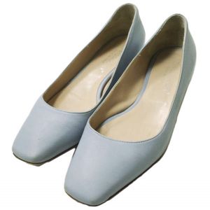 二手 ERIKA ROCCHI 意大利制造方形平底皮革平底鞋，尺码 35 (22.5cm)，蓝色。