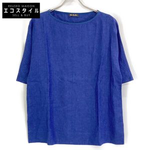 Loro Piana FAL1158 Blue 100% Linen Boatneck Short Sleeve T-Shirt, Size S (Pre-owned)