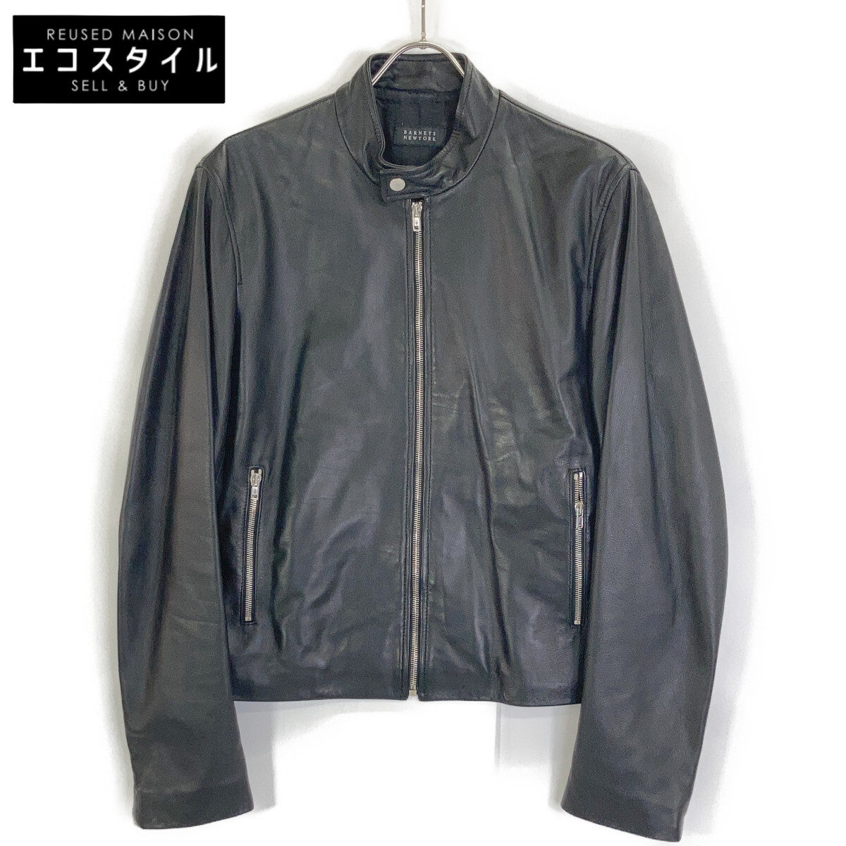 Barneys New York Black 2048286 Ramskin Single Rider's Jacket, Size