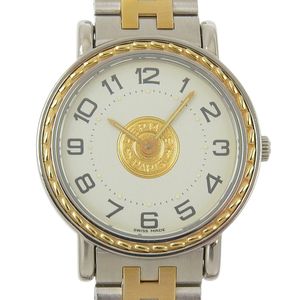 二手爱马仕 SE4.220 系列女士不锈钢石英指针式白色表盘腕表