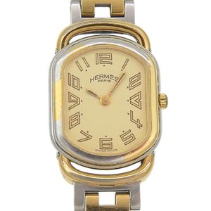 二手爱马仕 Rallye 手表 RA1.240，不锈钢镀金，金色石英机芯，模拟显示，金色表盘，女士款。