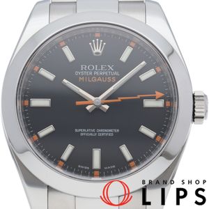 Pre-owned Rolex Milgauss Watch 116400(V) with warranty, stainless steel men's watch, black, polished, 2009, excellent condition
