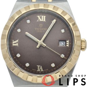 Tudor Royal Watch 38mm 8 Diamond Chocolate Braun Royal M28503-0008 Box and Warranty Card K18YG/SS Men's Braun Watch in Excellent Condition [New]