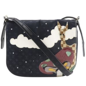 二手LOUIS VUITTONMusette 单肩包，Comte de Fée，M92273，Monogram Satin，Monogram Vernis 和 Porcelain，2002 年，黑色，SR0032，斜挎/单肩包，A5 尺寸，磁扣。