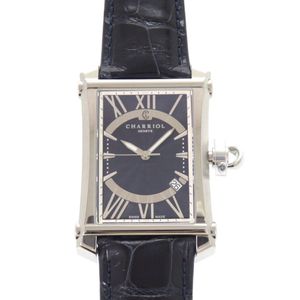 Unused Charriol Columbus CORMS.796.004 Navy Stainless Steel Alligator Quartz Wristwatch 1335 [Pre-owned] CHARRIOL