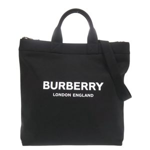 미품 버버리 로고 블랙 나일론 2way 토트 백 블랙 0410【중고】BURBERRY