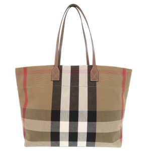 신품 같이 버버리 8084047 체크 캔버스 ブラウン 토트 백 1526【중고】BURBERRY