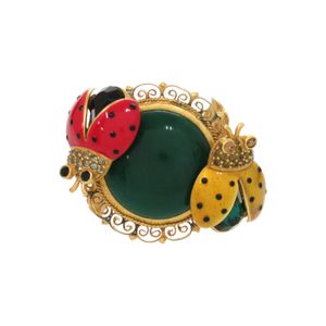 미품 돌체앤가바나 무당벌레 황동 약 14호 그린 링 반지 0371【중고】DOLCE&GABBANA