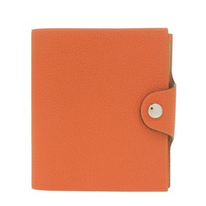 신품 같이 에르메스 유리스 미니 토고 오렌지 수첩 커버 실버 쇠장식 노트 커버 0107【중고】HERMES