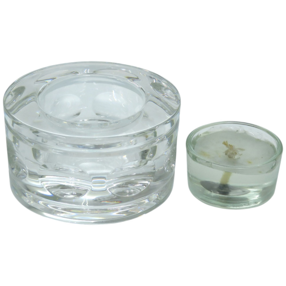 Like new Hermès candle set, SAINT LOUIS POUR HERMES, glass CLEAR