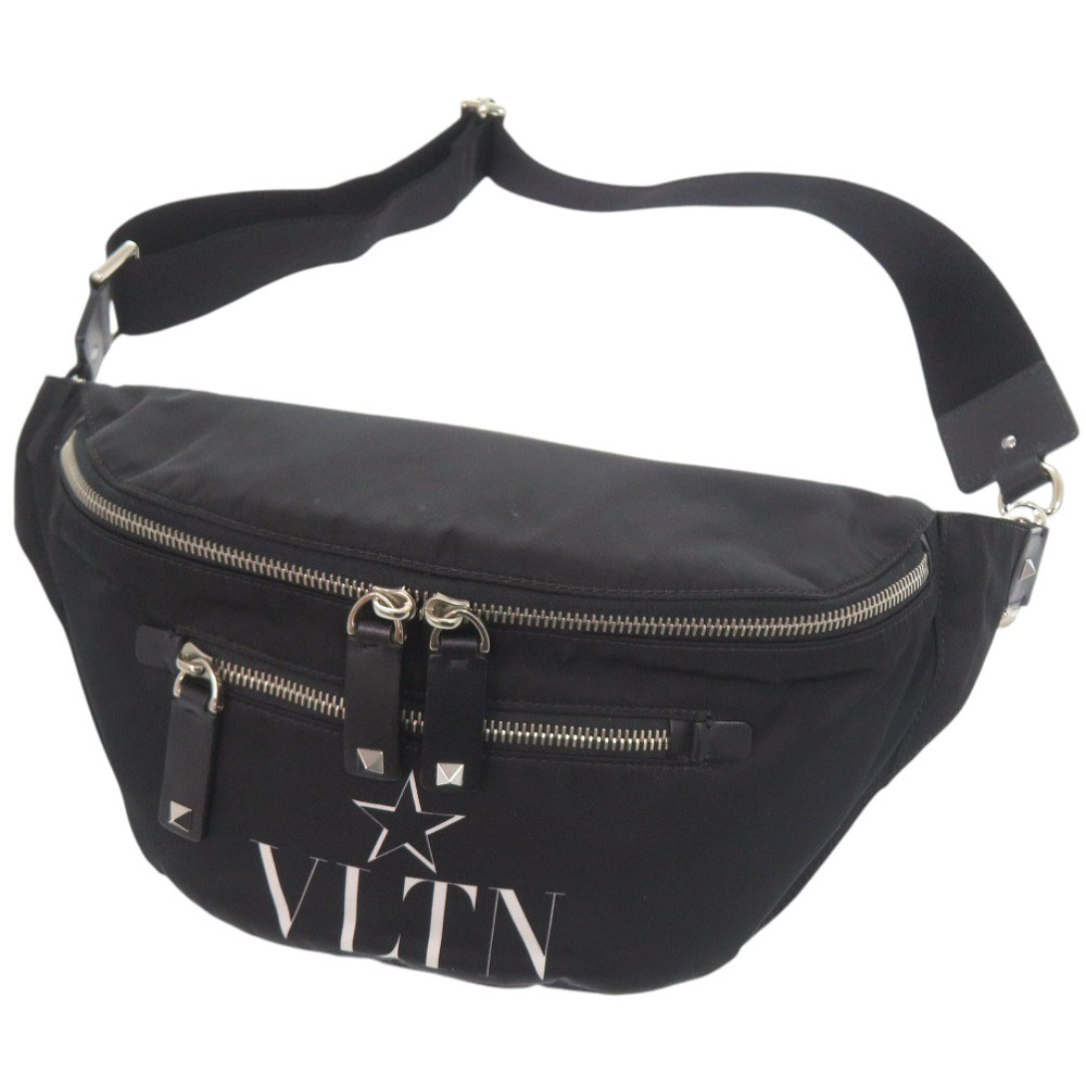 Valentino Garavani VLTN Leather Black Body Bag/Waist Bag, Black