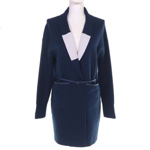Excellent condition Loro Piana FAI0388 100% baby cashmere and lamb leather piping reversible long knit cardigan coat, navy, size S, made in Italy, authentic, men's