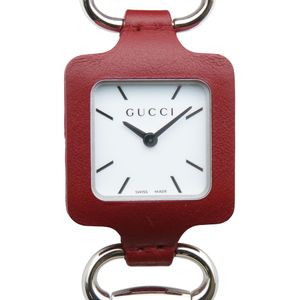 구찌 펜던트 워치 회중 시계 스테인레스 스틸 가죽 【중고】