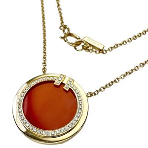 蒂芙尼 (TIFFANY & Co.) T 字形双环红玉髓钻石项链，18K 金，4.3 克，40.5 厘米/46.5 厘米，RED，女士款 [二手]