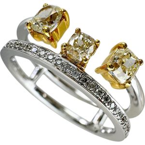 二手女式戒指，12号，0.62克拉钻石，0.08克拉钻石，18K白金，4.2克。