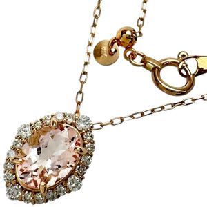 二手女士项链，镶嵌 0.70 克拉摩根石和 0.17 克拉钻石，18K 玫瑰金，1.7 克，45 厘米。