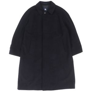 Excellent condition BURBERRY LONDON men's checkered cashmere and angora Color long trench coat with logo buttons, navy, size 96-180-7. Authentic, made in Japan.