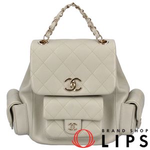 二手 Chanel Matelasse 小號雙肩包 AS4399，魚子醬紋皮革，灰色。