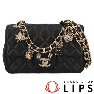 二手香奈兒迷你絎縫20鏈條肩背包 AS3326 黑色羊皮