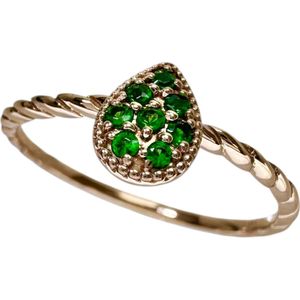 二手，12号，18K金绿色石榴石戒指，0.09克拉，1.5克。