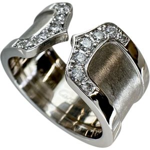 二手卡地亚 C2 钻石戒指，11 号，18K 白金，11.8 克，#50，女士款。