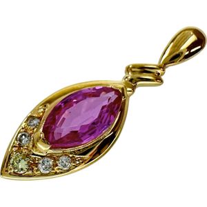 粉色蓝宝石和钻石 0.07 克拉超越top， 18K 金，2.1 克，女士款 [二手]